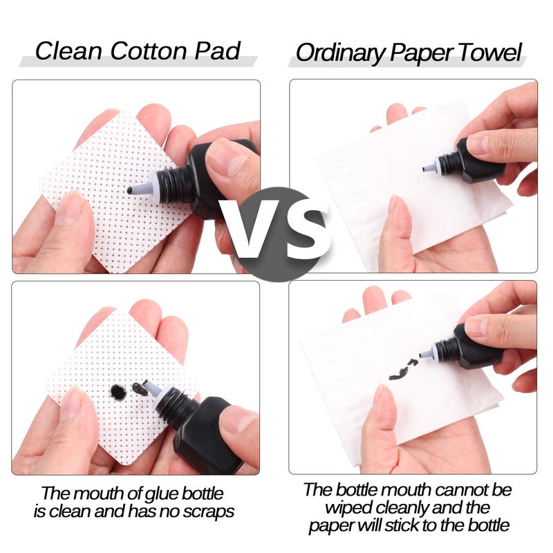 fenshine 200 Pcs Glue Cleaning Cotton Pads Non-Woven Fabric Wipes Glue Wiping Cloth for Clean Lash Extension Glue, Tweezers,Lash Glue Holder Pads, Glue Bottle Mouth - Image 4